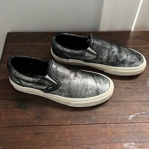 Vans Metallic Grey Slip On Sneakers